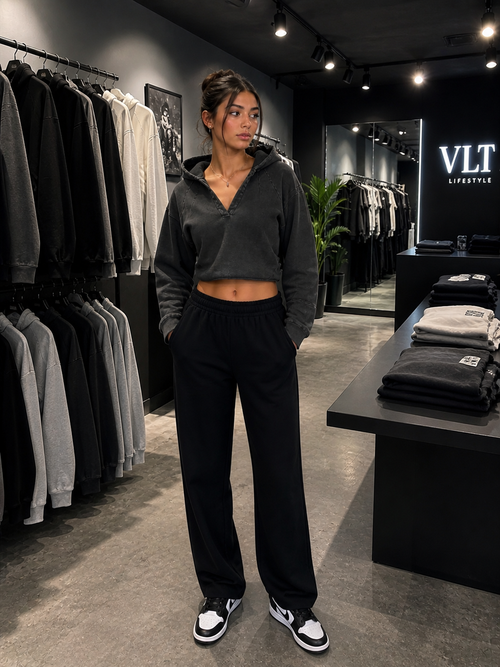 Trendy Vintage Cropped Hoodie