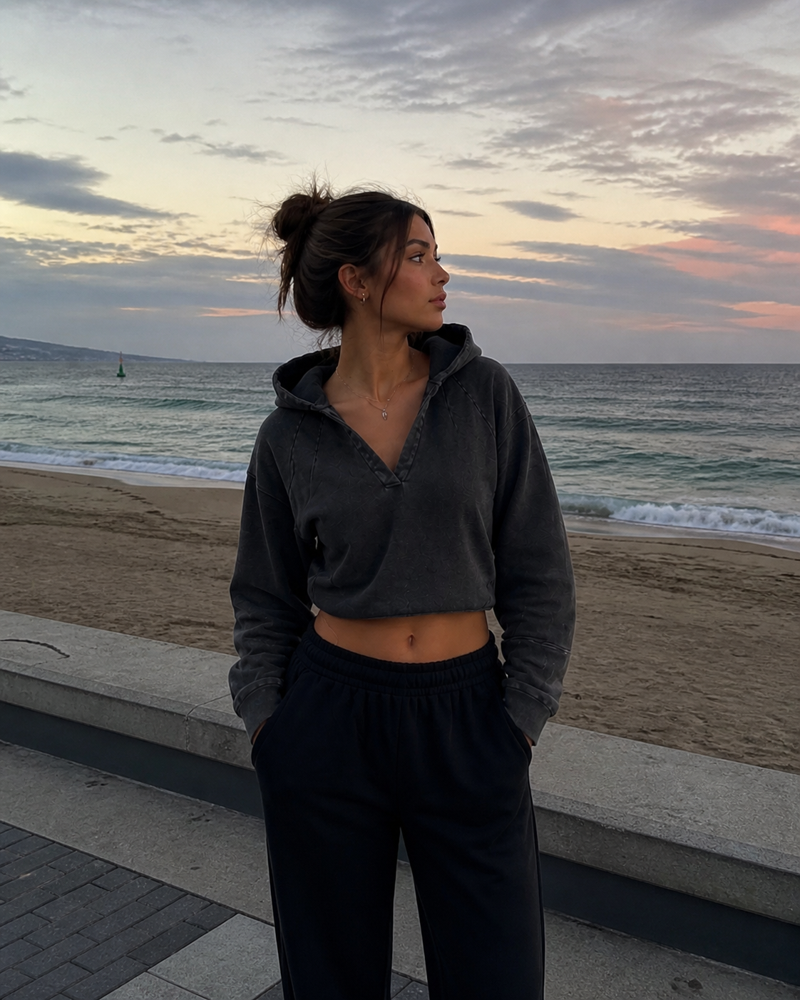 Trendy Vintage Cropped Hoodie